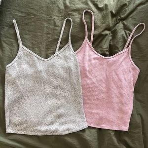 Set of Ribbed Cropped Tanks
